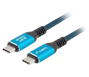 Lanberg USB-C 4.0 0,5 m czarno-niebieski / kabel USB-C do USB-C / 240 W / 8K 60 Hz