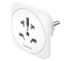 Uniwersalny adapter wtyczki HAMA do EU / Adapter wtyczki podróżnej / 3-biegunowy / 110-250 V