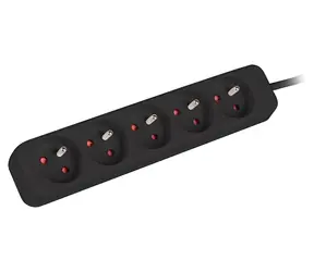 Lanberg czarny / Przedłużacz do UPS / 1 m / 5 gniazd