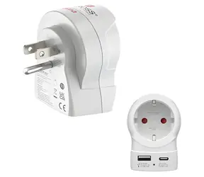Adapter podróżny HAMA do USA (typ B) biały / Adapter podróżny / USB-C PD 20 W / USB-A 18 W / 3-pinowy.