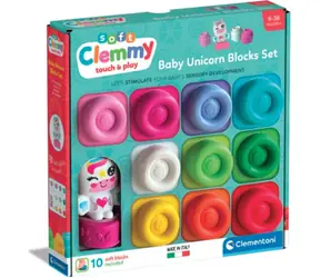 Clementoni Soft Clemmy / Zestaw miękkich kostek / 10 elementów / figurka jednorożca