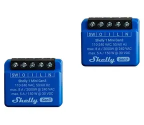 Shelly 1 Mini Gen3 2 szt. / Inteligentny przekaźnik Wi-Fi (1 kanał) / Wi-Fi / Bluetooth / 8A