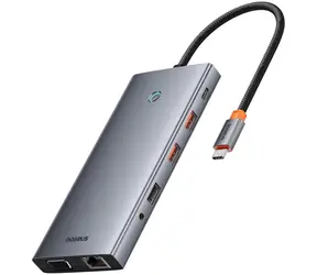 Baseus PortalJoy 13w1 szary / Stacja dokująca / 2x HDMI / DisplayPort / VGA / USB-A 3.1 / USB-C PD / RJ45