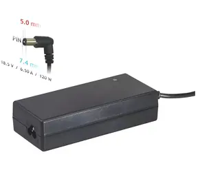 Akyga / Ładowarka do laptopa / 18,5 V / 6,5 A / 120 W / 7,4 x 5,0 mm + pin / do HP i Compaq