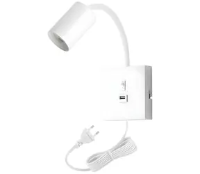 Immax PUNTO biały / Elastyczna lampa ścienna / GU10 / 9W / USB / przełącznik