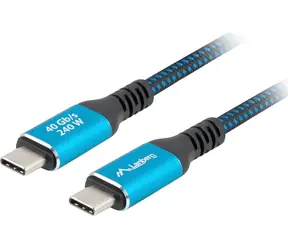 Lanberg CA-CMCM-45CU-0015-BK czarno-niebieski / Kabel USB-C - USB-C / 1,5 m