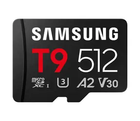 Samsung T9 czarny / karta pamięci microSDXC / 512 GB + adapter SD / UHS-I U3 / klasa 10, V30, A2 / odczyt: 200 MB/s