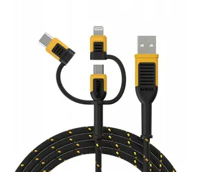 DeWalt DXMA131-1356-DWG czarny / Kabel do transmisji danych / USB-A (M) - USB-C (M) + Micro USB (M) + Lightning (M) / 1,8 m