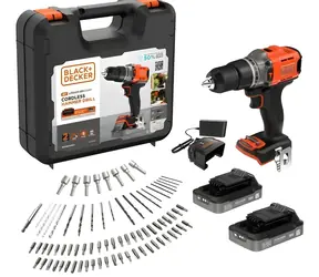 Black&Decker BCD383D2XKA-QW / Wiertarko-wkrętarka akumulatorowa / 18 V / 2x 2 Ah