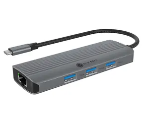 Icy Box IB-DK4034a-CPD srebrny / Stacja dokująca / USB-C / 3x USB-A 3.2 Gen2 / HDMI / RJ-45 / 100W PD