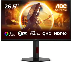 26,5" AOC Gaming Q27G4ZDR czarny / QD-OLED / 2560x1440 / 16:9 / 240Hz / HDR10 / 2x HDMI + DP / VESA