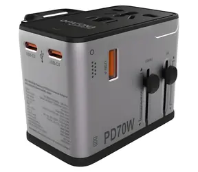Zasilacz podróżny Patona 70 W / 3 x USB-C / 1 x USB-A / Power Delivery / wtyczki EU/ Wielka Brytania / USA