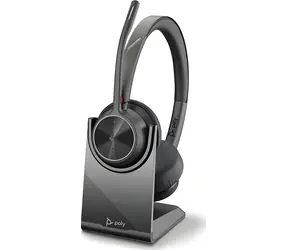 Poly Voyager 4320 UC czarny + podstawka ładująca / Słuchawki bezprzewodowe / Mikrofon / Dwie słuchawki / Bluetooth