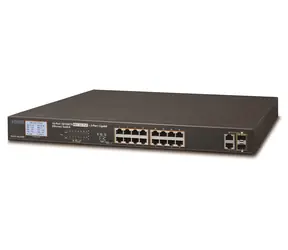 Przełącznik PoE Planet FGSW-1822VHP / 16x 10/100 Mb/s / 2x Gigabit TP/SFP / IEEE 802.3at / 300 W / VLAN / LCD
