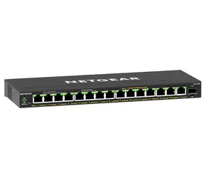 Netgear GS316EP-100PES / Przełącznik / 15x Gigabit PoE+ / 1x SFP / 180 W / Zarządzany