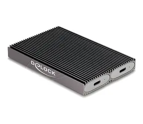Obudowa DeLock 42028 szara / Podwójna do dysku SSD M.2 / USB-C 3.2 Gen 2 / NVMe + SATA / 10 Gb/s