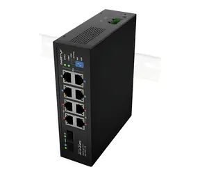 Lanberg ILGE-8P-2S-120 / Switch / 8x Gigabit / 4X PoE BT / 4X PoE AT / 2x SFP / na szynę DIN / 120W