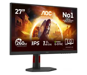 27" AOC 27G4ZR czarny / Monitor / Szybki IPS / 1920x1080 / 260Hz / 0,3 ms MPRT / HDR10 / 2× HDMI + DP / Obrotowy