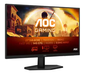 27" AOC Gaming 27G42E czarny / Monitor / Szybki IPS / 1920x1080 / 16:9 / 180 Hz / 1 ms / 1000:1 / 300 cd-m2 / HDMI + DP / VESA