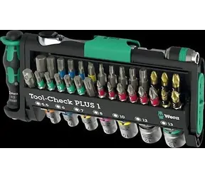 Wera Tool-Check PLUS 1 czarno-zielony / Zestaw bitów z grzechotką / 39 elementów / 1/4"