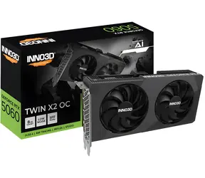Inno3D GeForce RTX 5060 TWIN X2 OC V2 / Karta graficzna / 2527 MHz / 8 GB GDDR7 / 128-bit / 1x HDMI + 3x DP / 550 W
