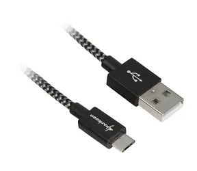 Sharkoon USB 2.0 czarno-szary / Kabel / USB-A - USB-B / pleciona aluminiowa osłona / 3M