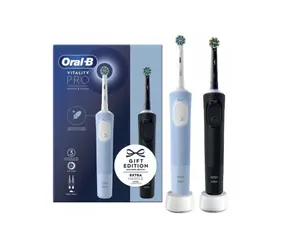 Oral-B Vitality Pro D103 Duo czarno-niebieska / Szczoteczka elektryczna / Oscylacyjna / 3 tryby czyszczenia / 2 rączki