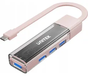 Unitek różowy / hub USB / USB-C + USB-A / 5 Gbps / dwukierunkowy