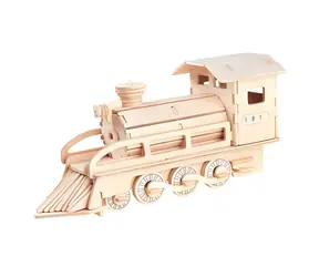 Drewniana układanka 3D Woodcraft Lokomotywa / od 6 lat / Poziom trudności: niski
