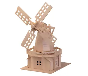 Woodcraft Drewniana układanka 3D Wiatrak naturalny / od 6 lat / Poziom trudności: łatwy