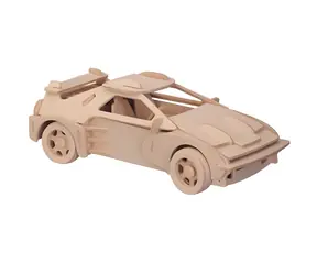 Kit KONSTRUKCYJNY Woodcraft Drewniane puzzle 3D Ferrari duże / 61 elementów / naturalne drewno / od 6 lat