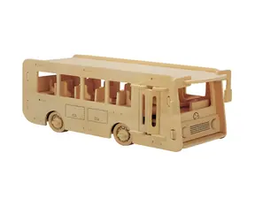 Woodcraft Drewniana układanka 3D Autobus / 78 elementów / od 6 lat / Poziom trudności: łatwy