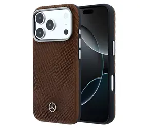 Mercedes PU Leather Wood iPhone 17 Pro Camel