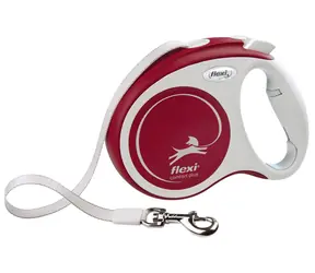 Smycz FLEXI Comfort PLUS M czerwona / Pasek 5 m / Samozwijająca się / Dla psów do 25 kg
