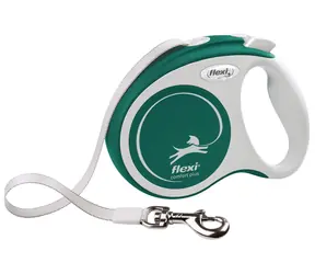 Smycz FLEXI Comfort PLUS S 5 m zielona / Samozwijająca się / Do 15 kg / Uchwyt Soft Grip
