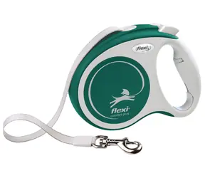 Smycz FLEXI Comfort PLUS M zielona / Pasek 5 m / Samozwijająca się / Dla psów do 25 kg