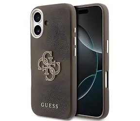 Guess PU Grained 4G Resin Metal Logo brązowy