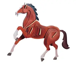 Drewniana układanka 3D Woodcraft Konik kolorowy / od 6 lat / Poziom trudności: łatwy