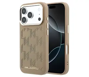 Karl Lagerfeld Perforated Monogram beżowy iPhone 17 Pro