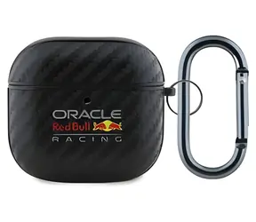 Etui Red Bull PU Carbon czarne / do AirPods 4 / skóra syntetyczna / wygląd włókna węglowego