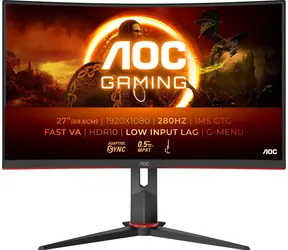 27" AOC C27G2Z3/BK czarno-czerwony / Monitor / Szybki VA / 1920x1080 / 280Hz / 300cd / HDMI+DP / VESA