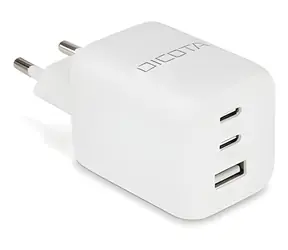 Zasilacz Dicota GaN 2x USB-C/USB-A biały / 65 W / PD 3.0