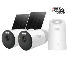iGet HOMEGUARD HGWNK108402S / Zestaw kamer bezprzewodowych / 2K QHD / 10-kanałowy NVR / 2 kamery bateryjne + solarne / PIR / IP66