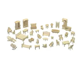 Zestaw mebli Woodcraft z drewnianymi puzzlami 3D / od 5 lat / Poziom trudności: niski