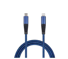 2GO 797196 niebieski / Kabel do transmisji danych i ładowania / Lightning - USB-C / 1 m / nylonowy