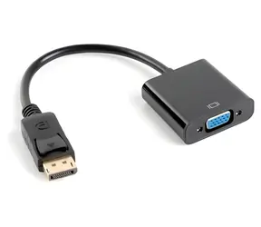 Lanberg AD-0002-BK czarny / Adapter VGA (D-Sub) na DisplayPort / 0,2 m / maks. 1920×1200 / 60 Hz