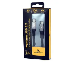 Gembird Premium USB-C / kabel do transmisji danych / USB-C - USB-C / USB 3.2 Gen 2x2 / 20 Gbit/s / 100 W / 1,5 m