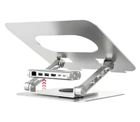 Unitek D1109B01 / Podstawka pod laptopa / Aluminiowa / Odłączany hub USB-C / HDMI 4K/30Hz / PD 100W / LAN