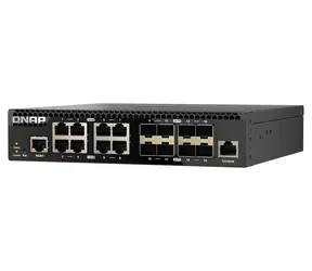 QNAP QSW-M3212R-8S4T / Przełącznik zarządzany / 8x 10GbE SFP+ / 4X 10GbE RJ45 / L2 / połowa szerokości