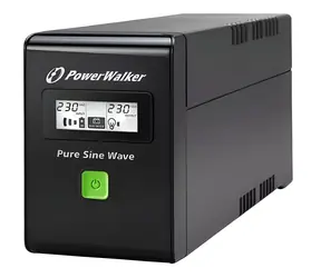 PowerWalker 600VA Pure Sine czarny / Zasilacz awaryjny UPS / Line-Interactive / 360 W / Wyświetlacz LCD